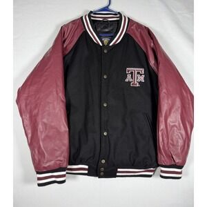 Vintage Steve & Barrys Texas A&M Varsity Bomber Jacket Mens XL Faux Leather Wool